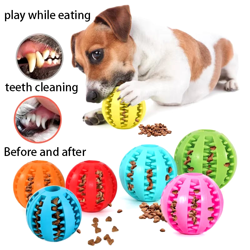 Natural Rubber Interactive Dog Chew Toy - Extra-Tough Tooth Cleaning Treat Ball (5cm)