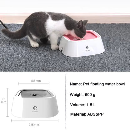 Non-Spill Floating Dog and Cat Water Bowl Dispenser - Plastic Anti-Overfill Design