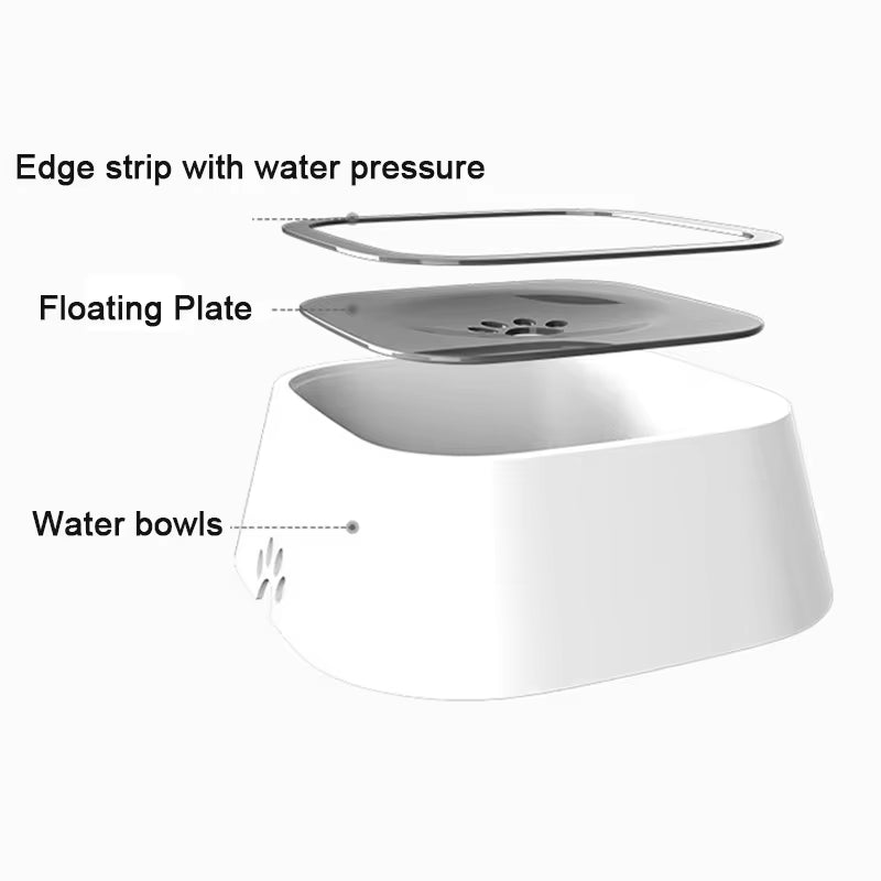 Non-Spill Floating Dog and Cat Water Bowl Dispenser - Plastic Anti-Overfill Design