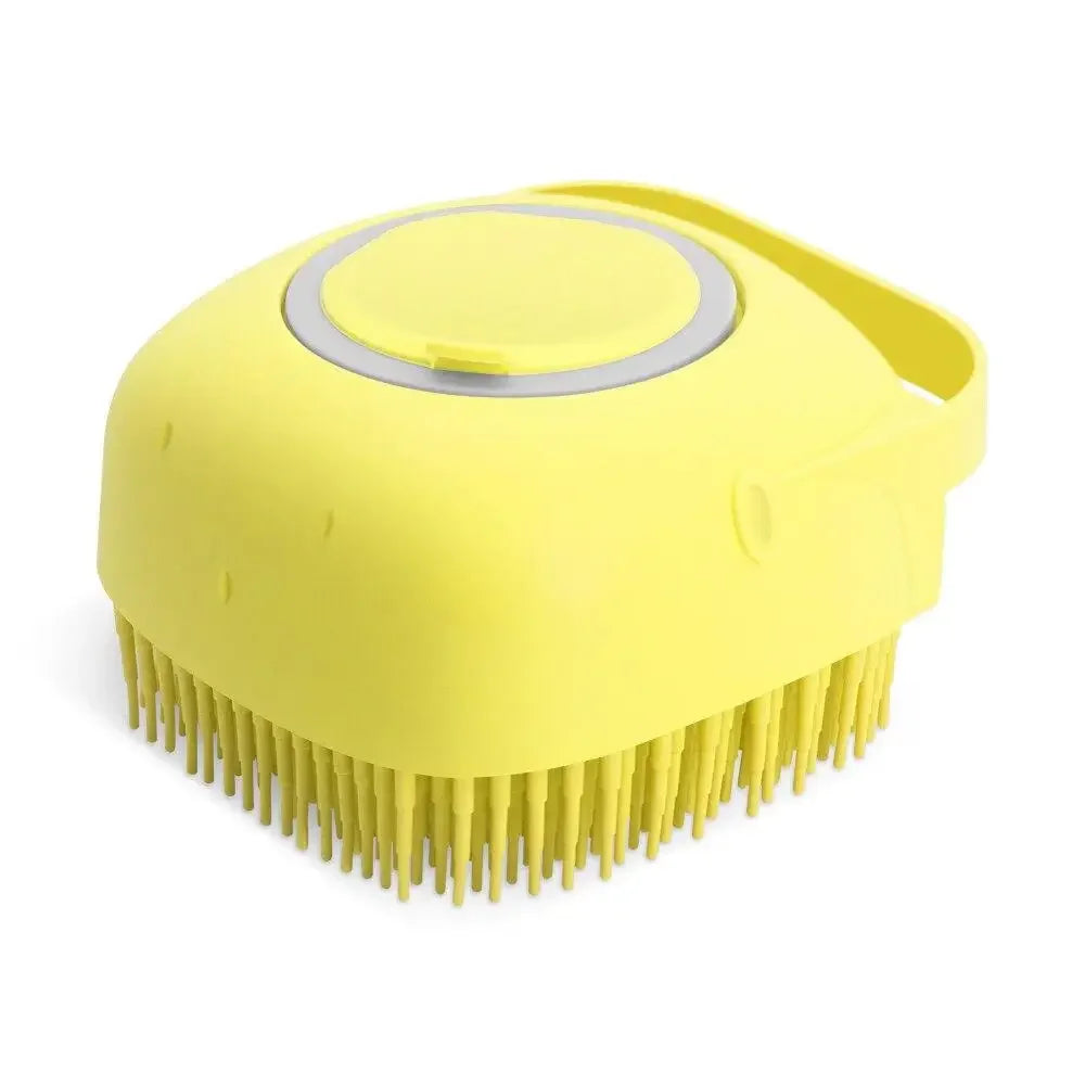 Pet Grooming Shampoo Brush - 2.7 Oz (80 ml) Soft Silicone Rubber Massage Comb for Bathing Short-Haired Dogs and Cats