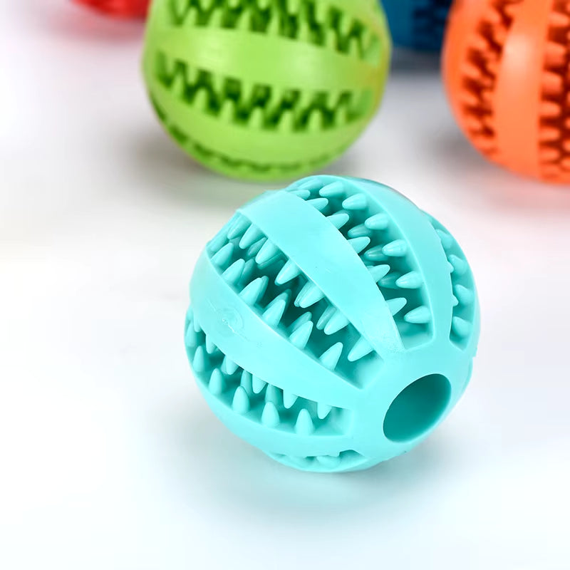 Natural Rubber Interactive Dog Chew Toy - Extra-Tough Tooth Cleaning Treat Ball (5cm)