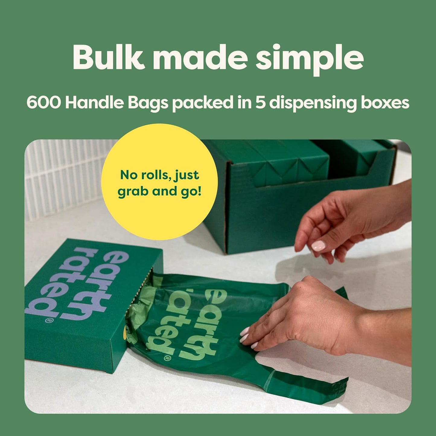 Earth Rated Lavender Dog Waste Bags with Handles, 600 Count, Leakproof and Easy to Tie Value Pack