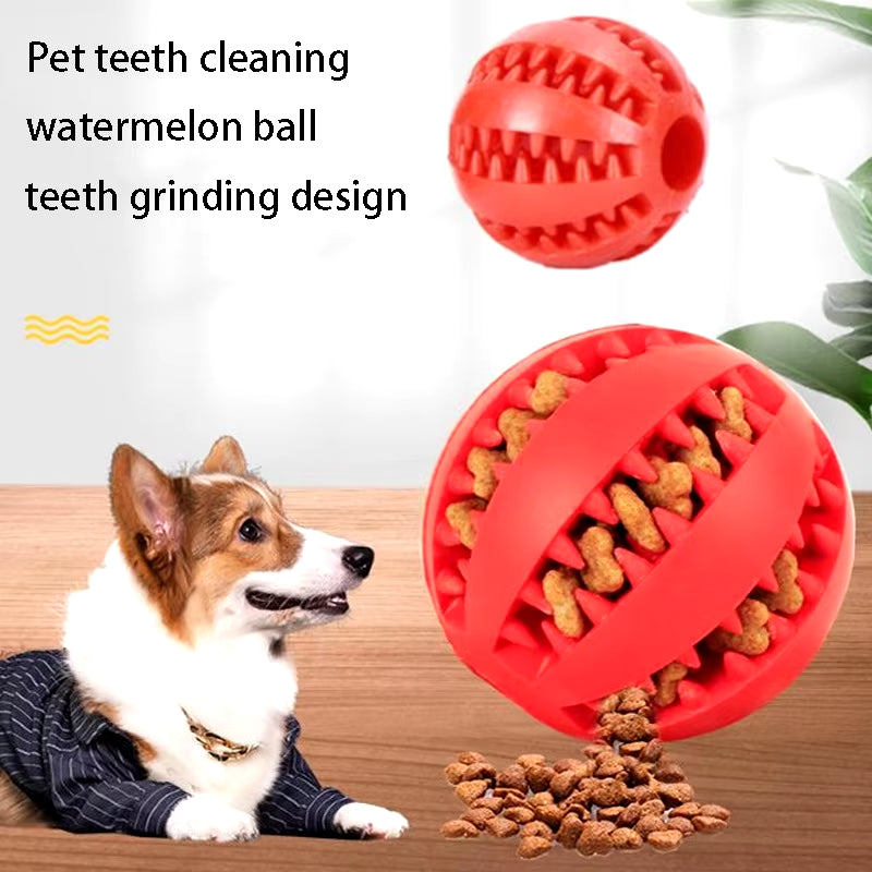 Natural Rubber Interactive Dog Chew Toy - Extra-Tough Tooth Cleaning Treat Ball (5cm)