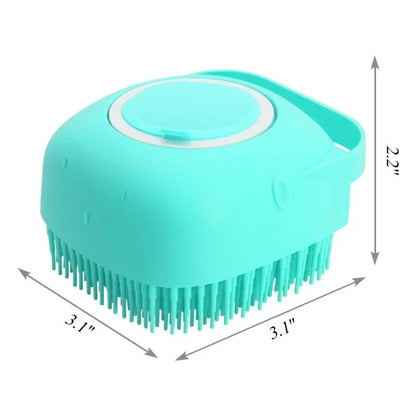 Pet Grooming Shampoo Brush - 2.7 Oz (80 ml) Soft Silicone Rubber Massage Comb for Bathing Short-Haired Dogs and Cats