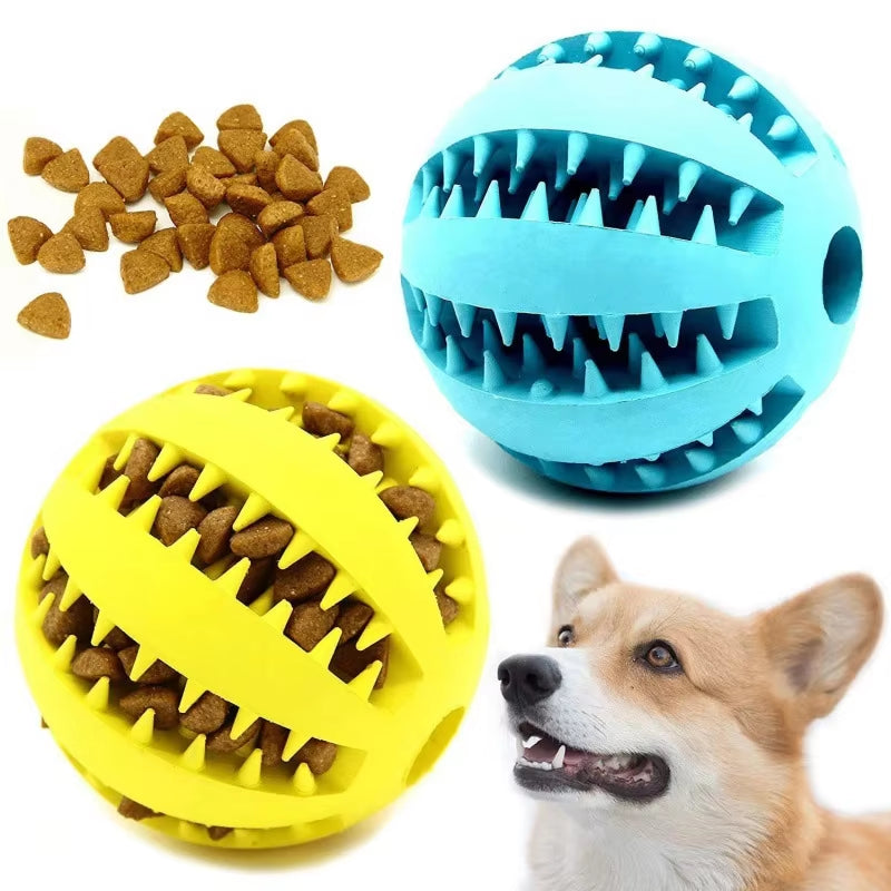 Natural Rubber Interactive Dog Chew Toy - Extra-Tough Tooth Cleaning Treat Ball (5cm)