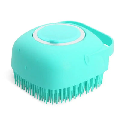 Pet Grooming Shampoo Brush - 2.7 Oz (80 ml) Soft Silicone Rubber Massage Comb for Bathing Short-Haired Dogs and Cats