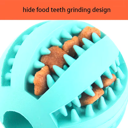 Natural Rubber Interactive Dog Chew Toy - Extra-Tough Tooth Cleaning Treat Ball (5cm)